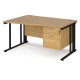 Maestro Cable Managed Leg Wave Desk with Two Drawer Pedestal